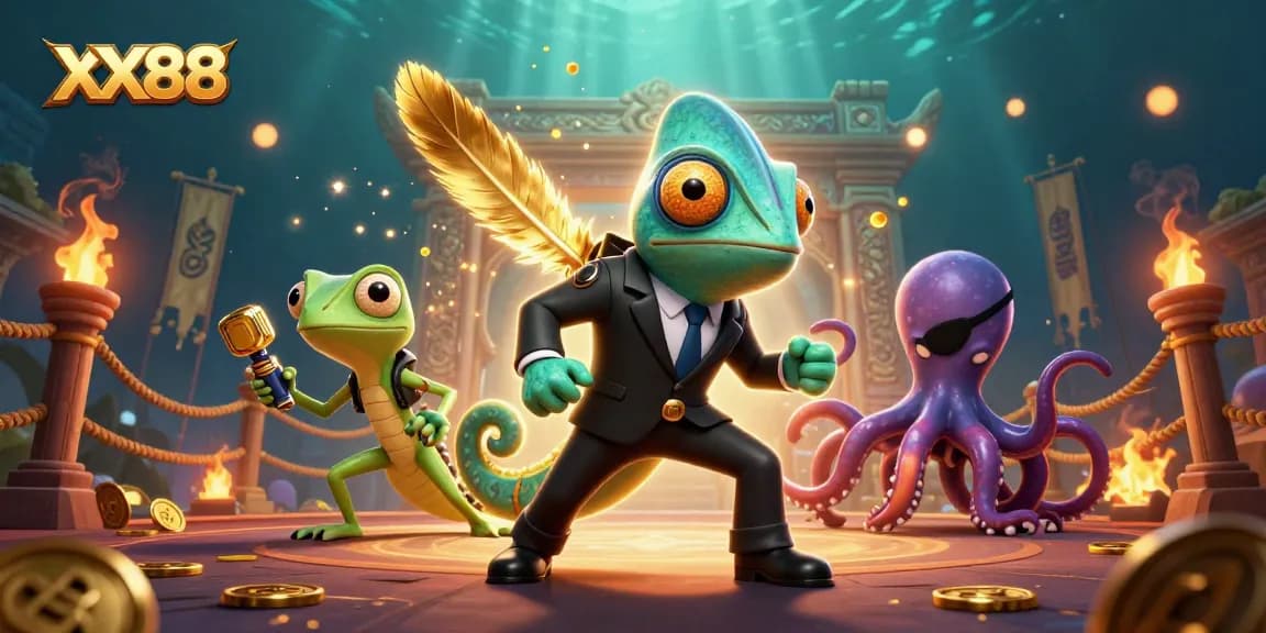Engage with XX88's thrilling gaming world featuring vibrant characters and rich casino elements.
