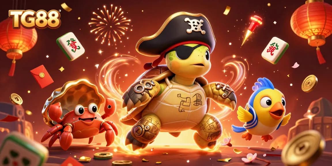 Join the excitement at TG88 with vibrant casino games and engaging characters in a dazzling 3D illustration.