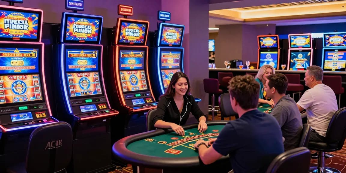 Players enjoying credit card casinos at vibrant gaming tables, celebrating wins and promotions.