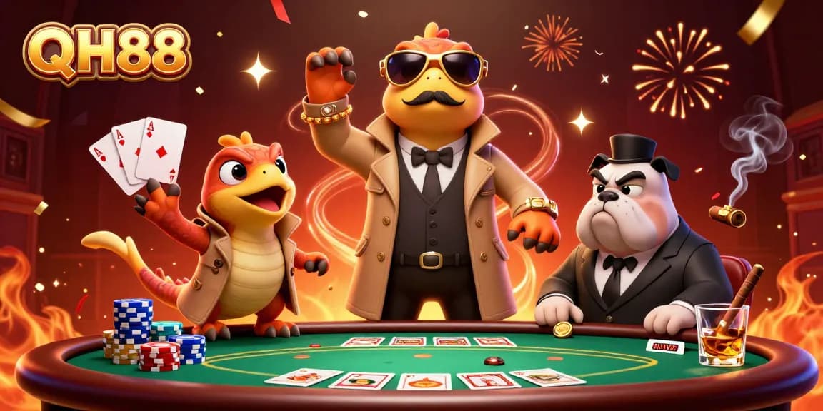 Raptors at a VIP casino lounge showcasing QH88's top-tier gaming atmosphere and action.