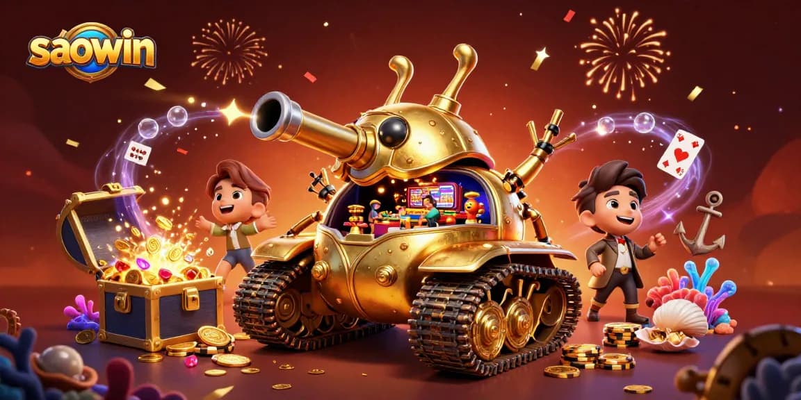 Engage with saowin's thrilling casino adventure featuring a golden beetle tank and underwater treasures.