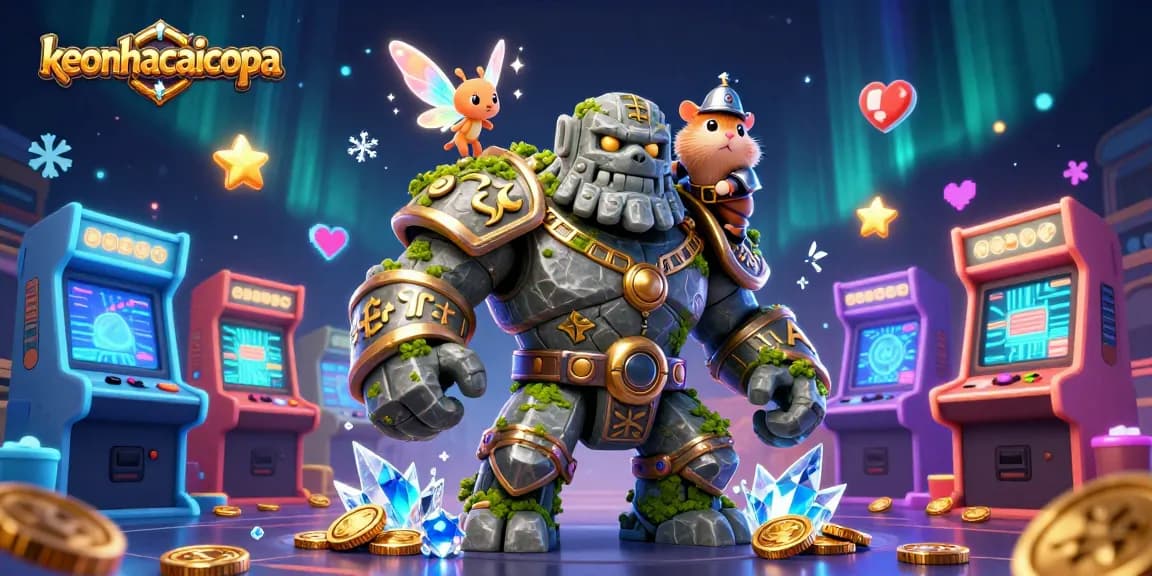 Bet on keonhacaicopa with a magical golem, fairy, and hamster knight surrounded by casino elements