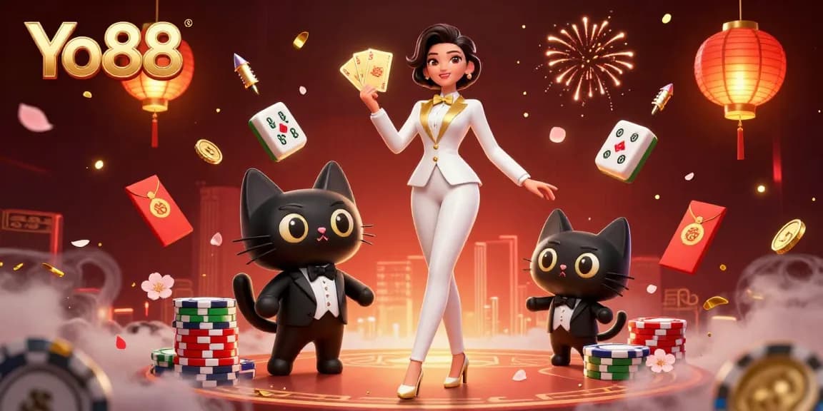 Experience thrilling moments at Yo88 with a glamorous dealer and lucky onlookers in a vibrant casino scene.