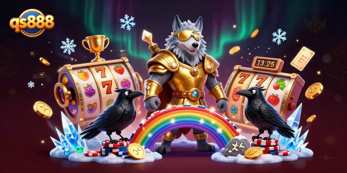 Experience thrilling gameplay with qs888 in a vibrant casino world full of slot reels and golden trophies.