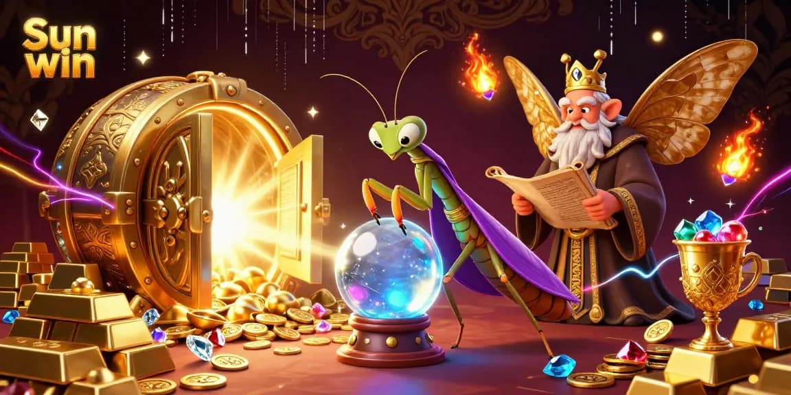 Engage in thrilling gameplay at Sun win with a vivid scene of fortune and treasures.