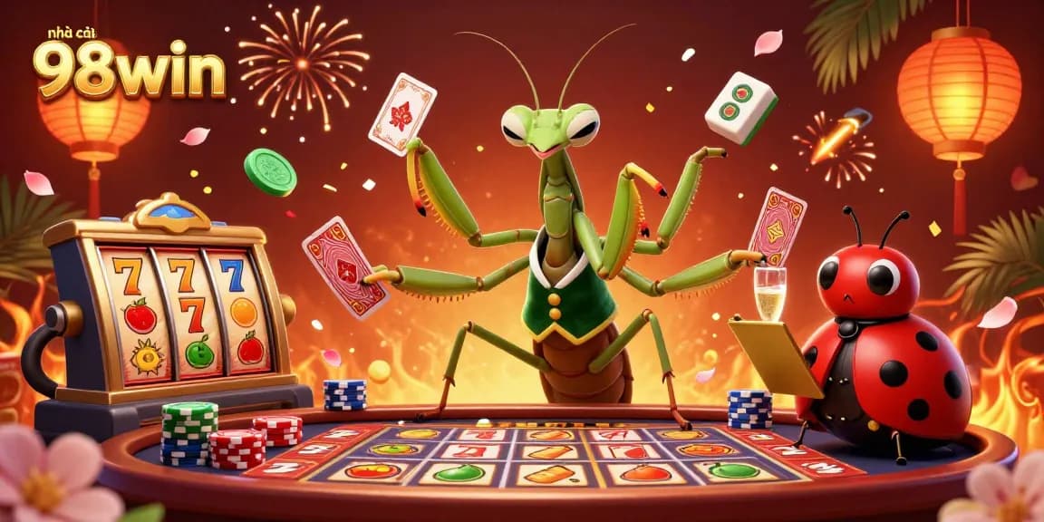 Play exciting slots at nhà cái 98win, experiencing vibrant casino elements and winning moments.