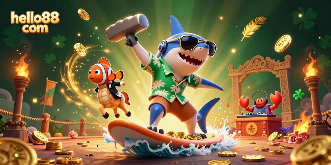 Experience thrills with hello88 com as a shark and friends navigate a sea of golden coins!