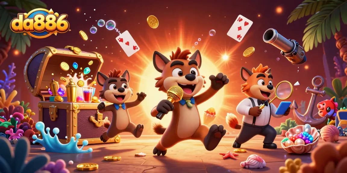 Experience fun gambling strategies at da886 with a lively casino scene featuring animated hyenas.