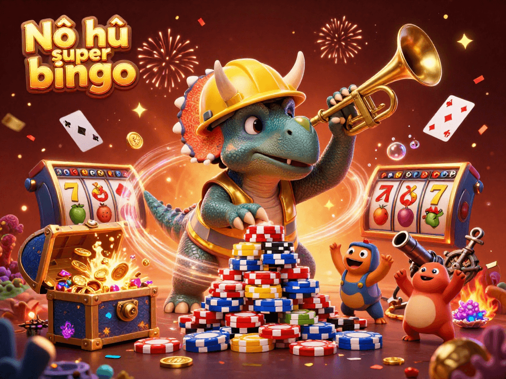 Nổ hũ super bingo brings excitement to players with vibrant celebrations and jackpot thrills in this dynamic scene.