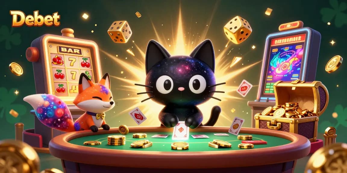 Experience the excitement of Debet casino with a vibrant cosmic scene featuring enchanting gaming elements.