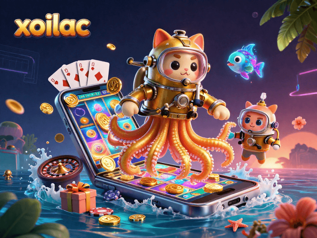 Experience the thrill of xoilac with lively slots and ocean treasures in this vibrant 3D scene.