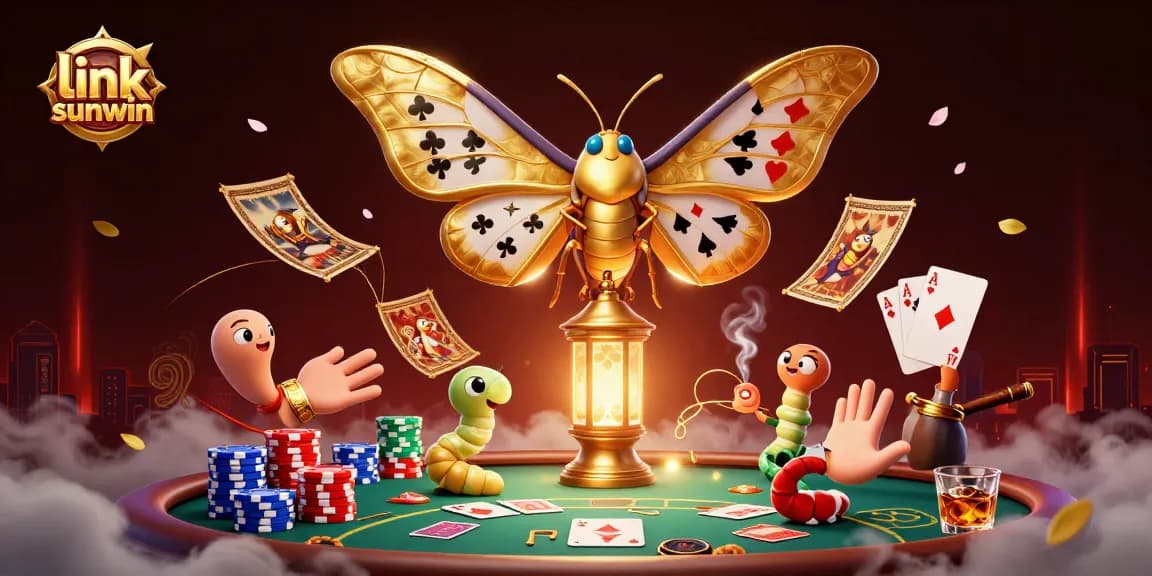 Engage with the ultimate gaming experience at link sunwin, featuring a vibrant casino scene with poker and atmospheric elements.