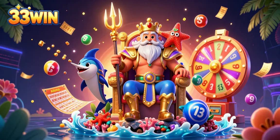 Engage with the vibrant sea-themed gaming world at 33WIN, featuring Neptune and dynamic lottery elements.