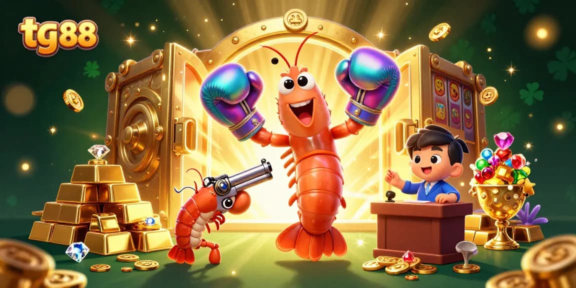 Experience thrilling wins at tg 88 with vibrant 3D illustration of animated characters celebrating casino success.
