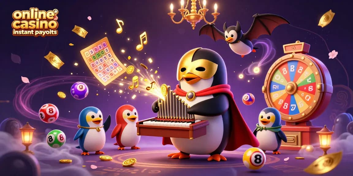 Engaging illustration of online casino instant payouts featuring a colorful scene with gambling elements.