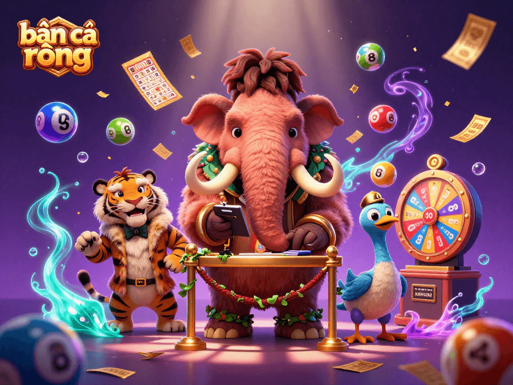 Experience the thrill of bắn cá rồng amidst vibrant casino elements and characters.