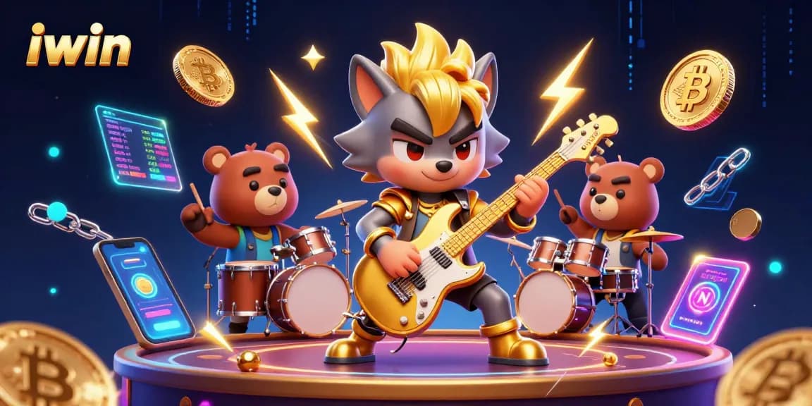Experience thrilling iwin gameplay with dynamic casino characters in a vibrant scene.