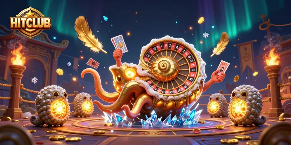 Experience thrilling gameplay at HITCLUB with a vibrant casino-themed illustration showcasing engaging casino elements.