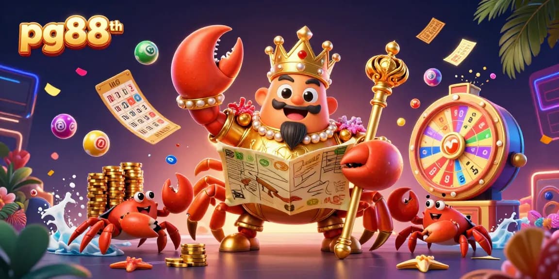 Join the excitement at pg88th with the golden crab emperor amidst riches and lottery action!