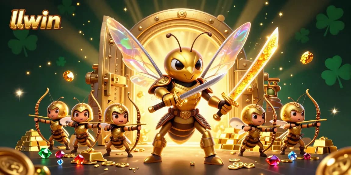Engage with the thrilling experience of llwin's vibrant casino world featuring a giant hornet and dynamic gaming elements.