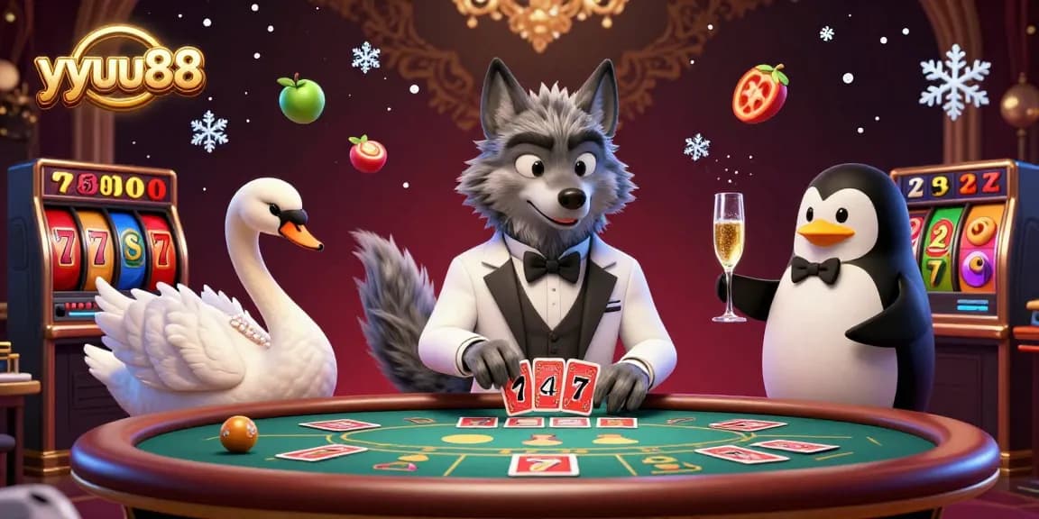 Experience the thrill of winning with yyuu88 at a premier baccarat table featuring cartoon characters.