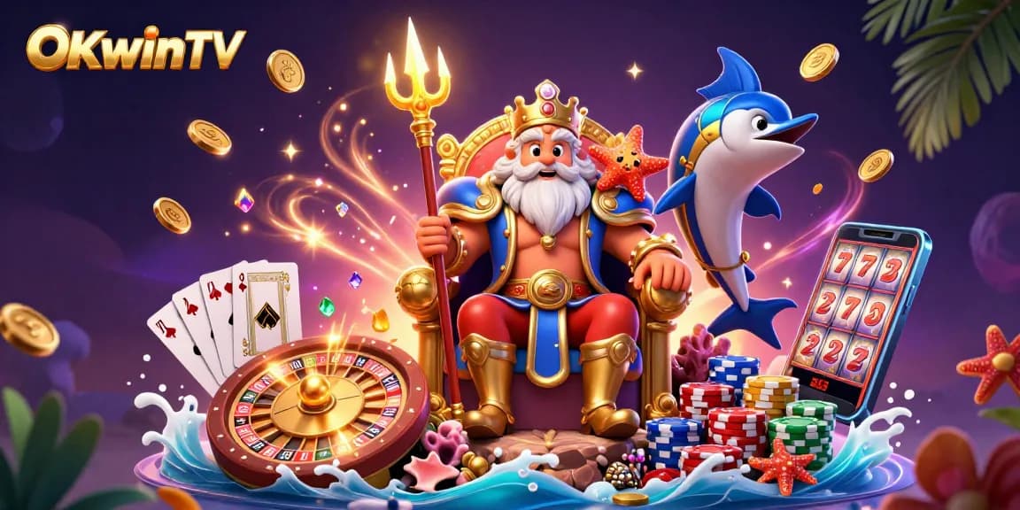 Experience thrilling moments on OKwinTV with our vibrant gaming illustration featuring casino action.