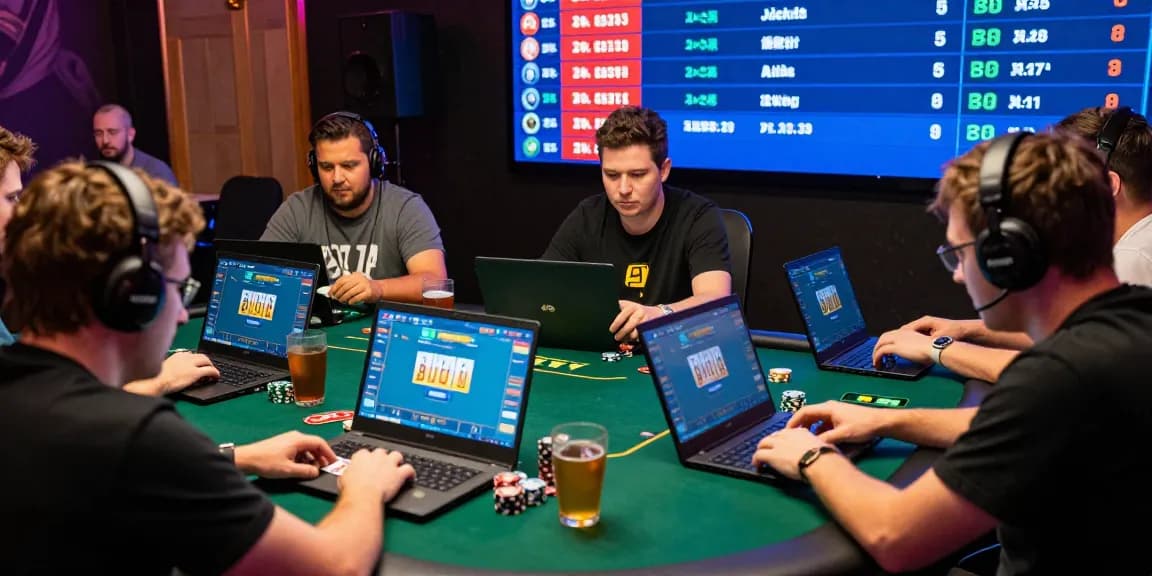 Dewapoker Live Jackpot: Players enjoying an online poker tournament with live interactions and vibrant game graphics.