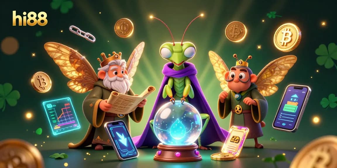 Engage with hi88's premier gaming experience featuring vibrant characters and cryptocurrency elements.