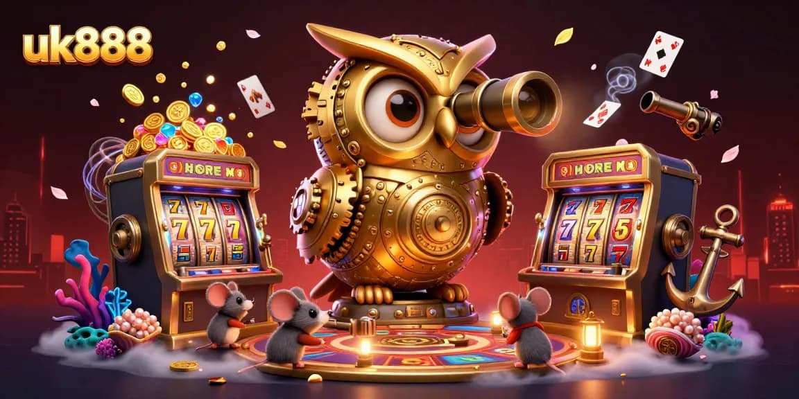 Experience thrilling slots action with uk888 in a vibrant casino scene filled with gold coins and excitement.
