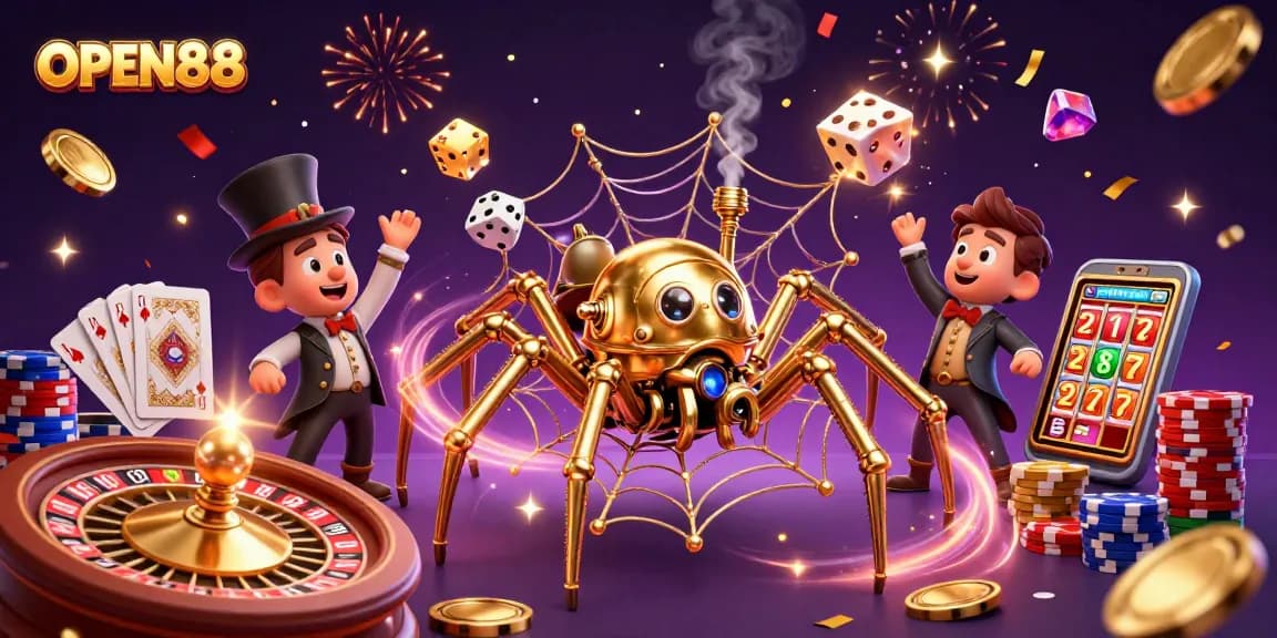 Experience winning thrills with OPEN88, where golden chains and excitement intertwine in this captivating illustration.
