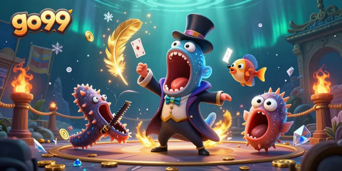 Experience thrilling gaming at go99 with dramatic 3D magic act featuring sea creatures in action.
