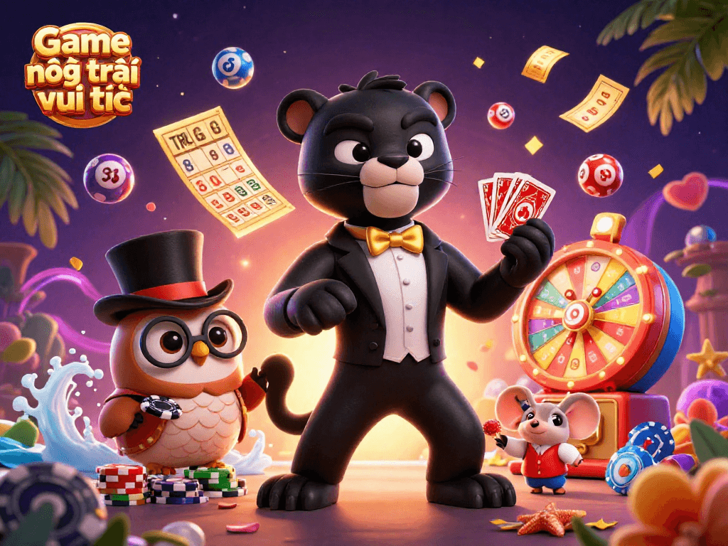 Experience thrilling excitement with Game nông trại vui vẻ characters in a vibrant, dynamic casino scene.