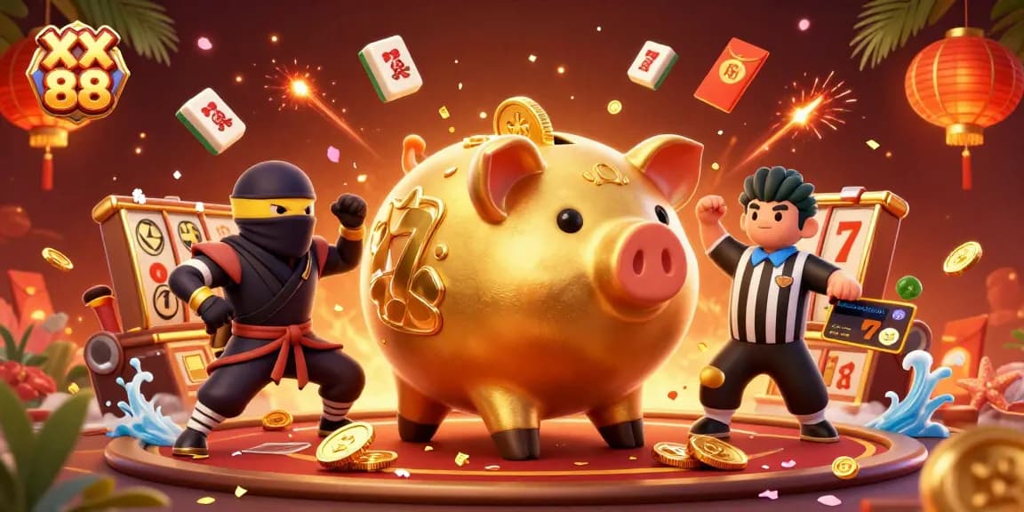 Engage in thrilling games at XX 88 with energetic characters and vibrant casino elements.