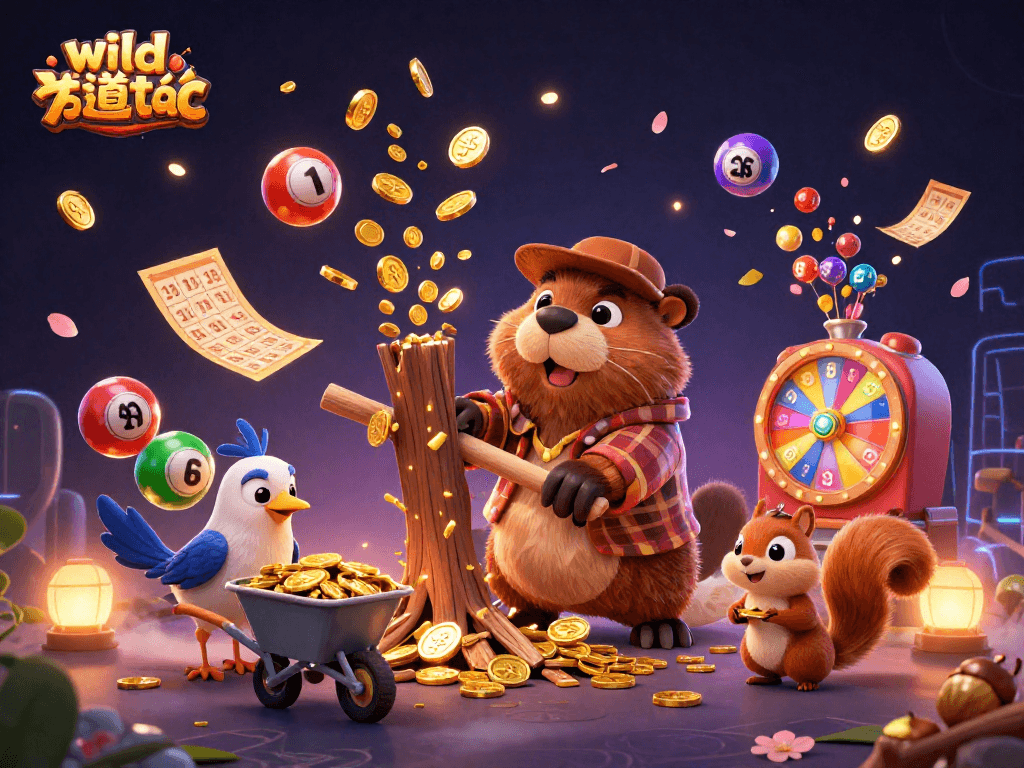 Experience wild đạo tặc action with cartoon characters amid a vibrant casino-themed scene.