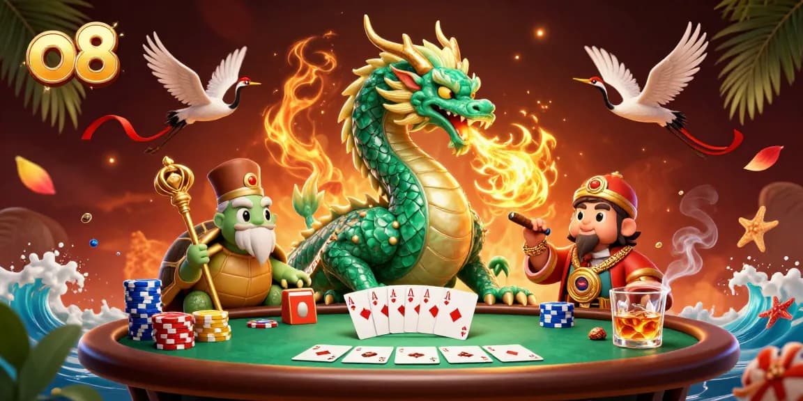 Engage in thrilling gameplay with the o8 online casino featuring vibrant scenes of dragons and poker