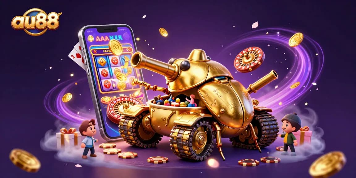 Experience excitement at au88 with a massive golden beetle tank revealing a lively miniature casino.