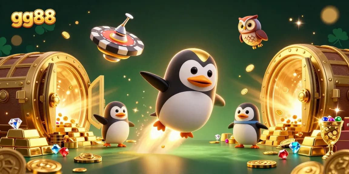 Join the exciting adventure at gg88 as the golden penguin launches toward the casino space station!