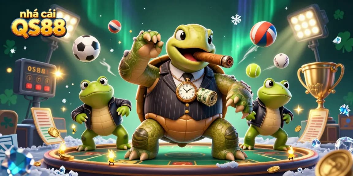 Experience the vibrant action of nhà cái QS88 with dynamic sports betting scenes and engaging characters.