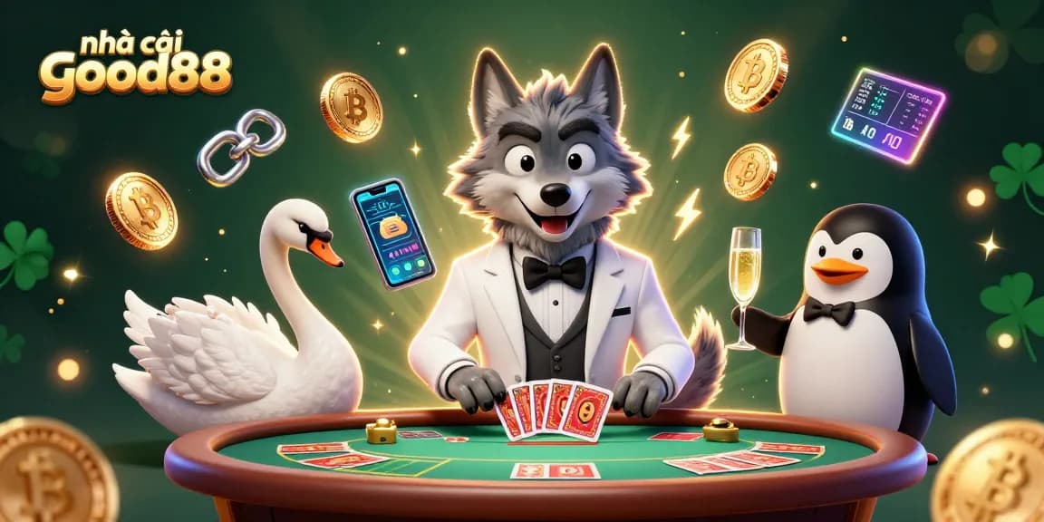 Experience thrilling gaming at nhà cái good88 with lively characters at the baccarat table.