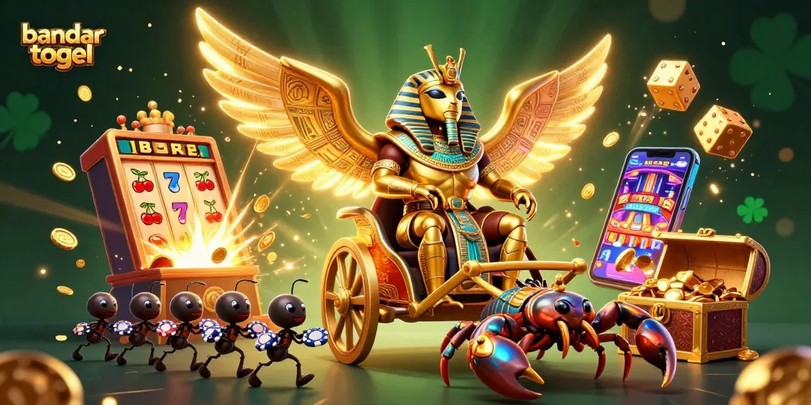 Engage in bandar togel with a vibrant casino scene featuring unique characters and dynamic gaming elements.