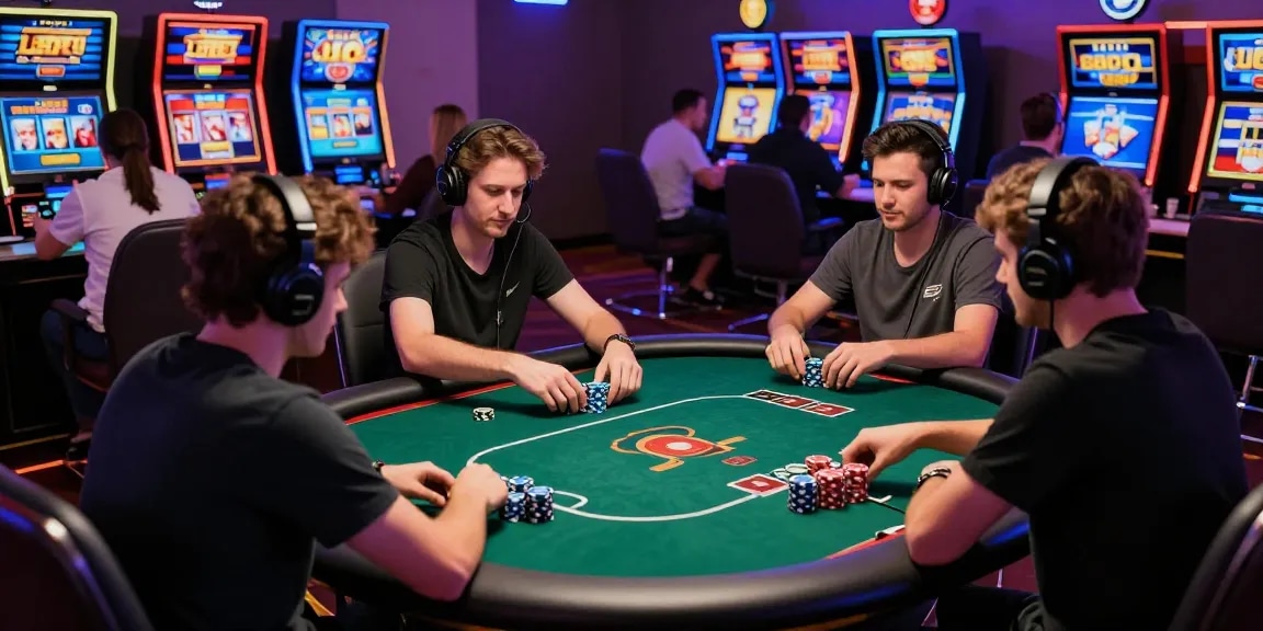 Dewapoker online poker players engaged in a virtual game with vibrant graphics and digital elements.