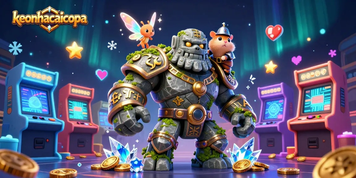 Bet on keonhacaicopa with a magical golem, fairy, and hamster knight surrounded by casino elements