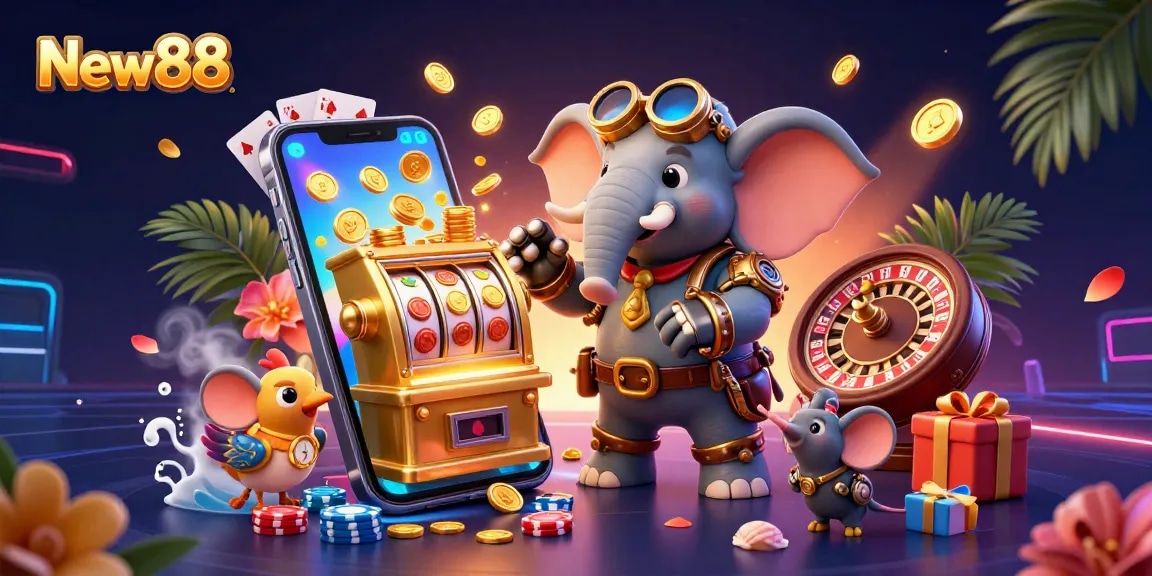 Experience high-stakes gaming at New88 with vibrant slots and engaging casino elements!