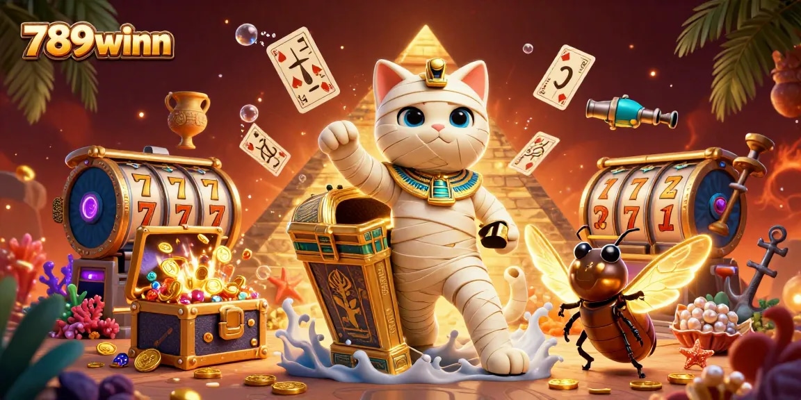 Engage with the thrilling 789winn gaming experience featuring vibrant casino elements and a unique 3D scene.