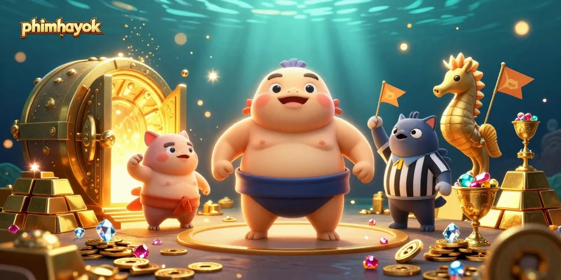 Engage in the vibrant world of phimhayok, featuring an energetic underwater casino scene with lively characters.