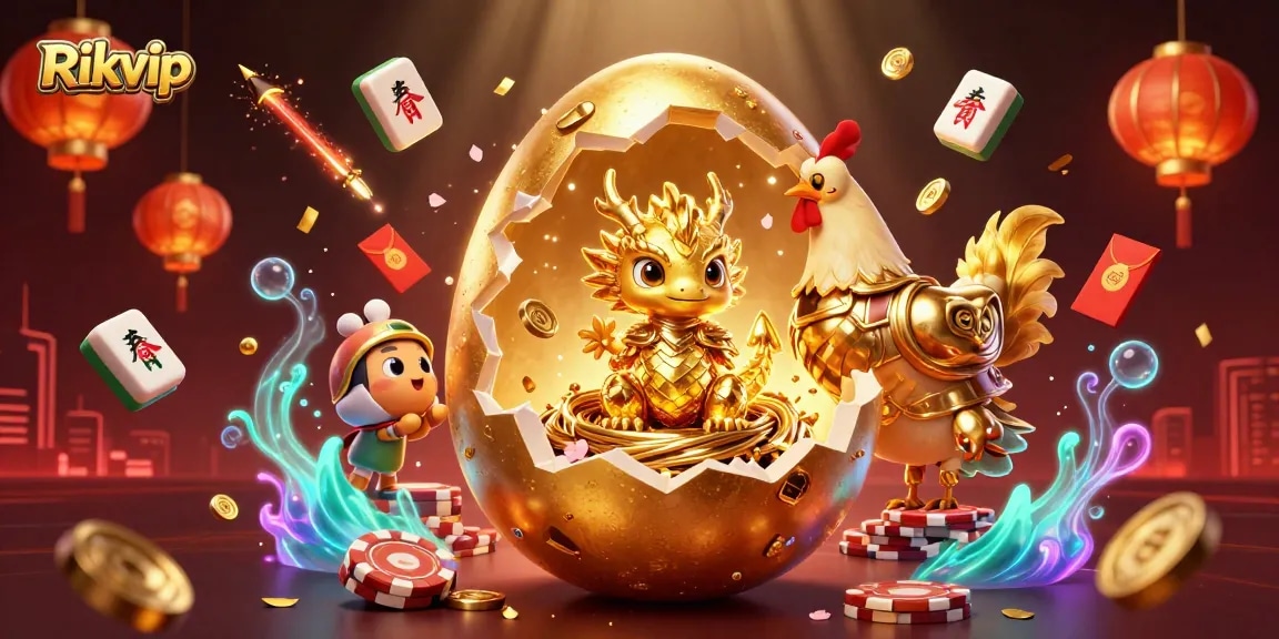 Experience the thrill of winning at Rikvip with a vibrant, animated golden casino scene.