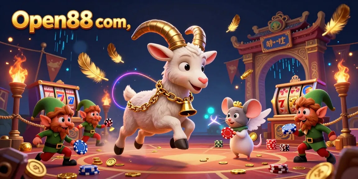 Experience thrilling gaming adventures at Open88 com with a lively casino scene filled with 3D characters, vibrant colors, and dynamic interactions.