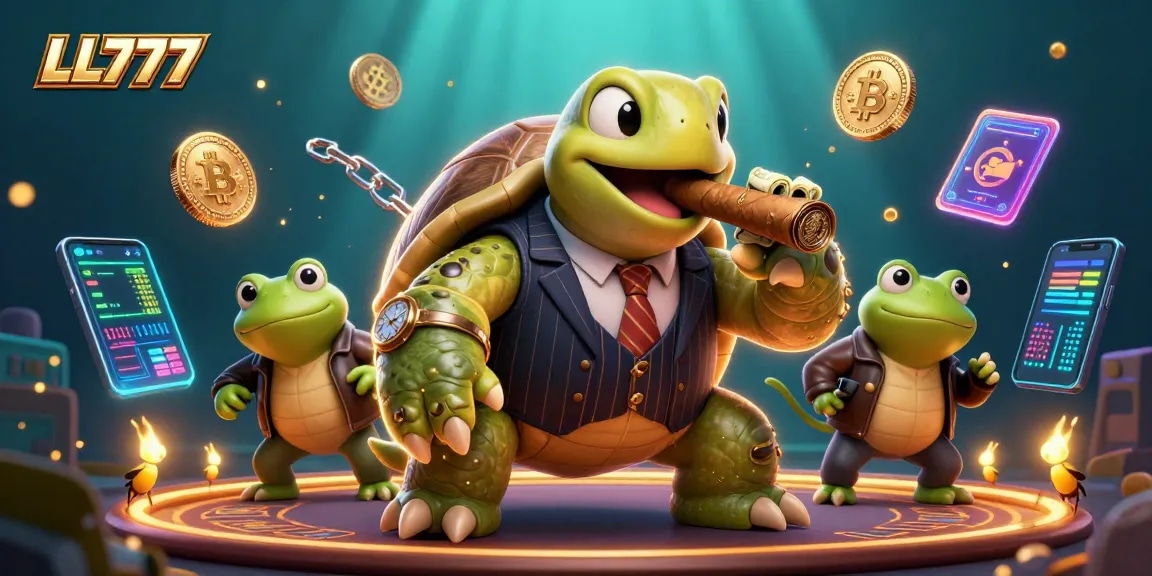 Experience the excitement of LL777 as cartoon characters engage in thrilling casino action with crypto elements.