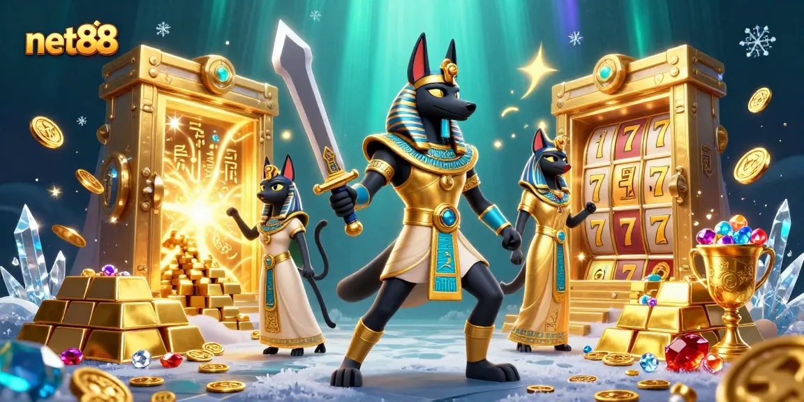 Experience excitement with net88's gambling scene featuring animated characters and casino elements.