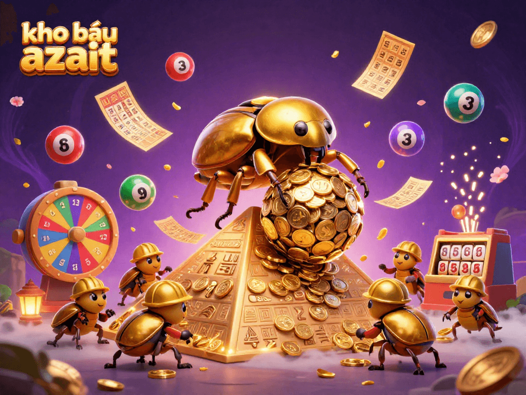 Experience the excitement of kho báu aztec with golden beetles and thrilling casino symbols!